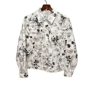 𝅺Northern Reflections Floral Denim Jacket Size Large